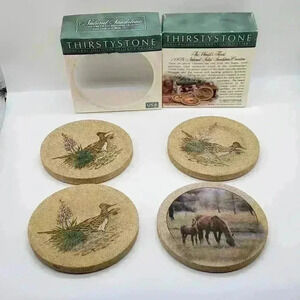 THIRSTYSTONE Sandstone Coasters Three Birds and One Horse